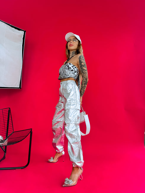 SILVER TONE pants "ILUMINOS" K679
